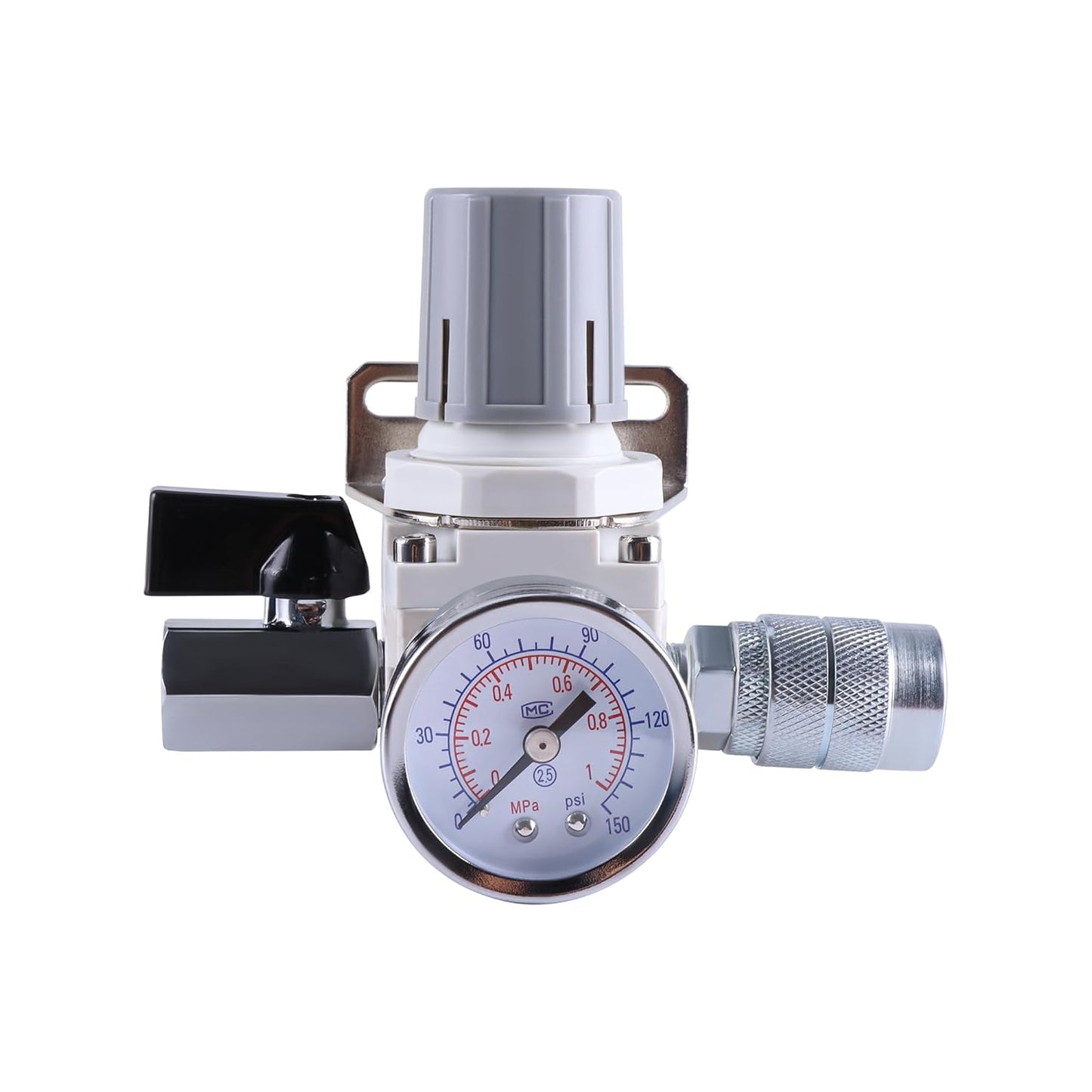 AR2000-02 Female Thread 1/4" NPT Air Compressor Pressure Regulator with Bracket and Gauge, 0-150 PSI Adjustable, 1/4" NPT Inlet/Outlet