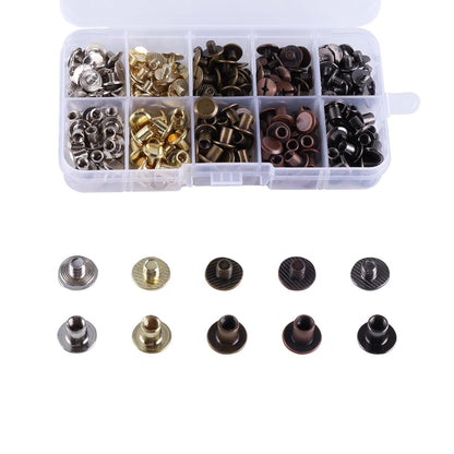 Chicago Screws Leather Assorted Kit,6 Sizes of Screw Rivets for Leather Rivet for DIY Leather Craft and Bookbinding