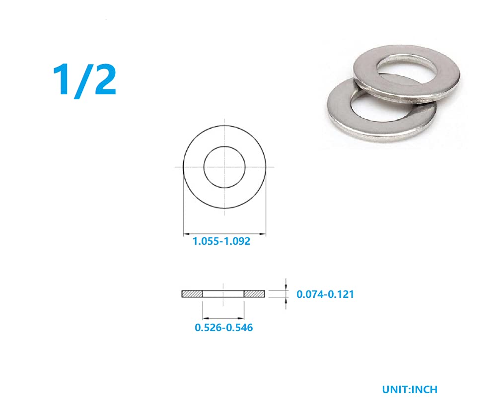 Flat Washers, Stainless Steel Fender Washer, Metal Washers for Bolts and Screws