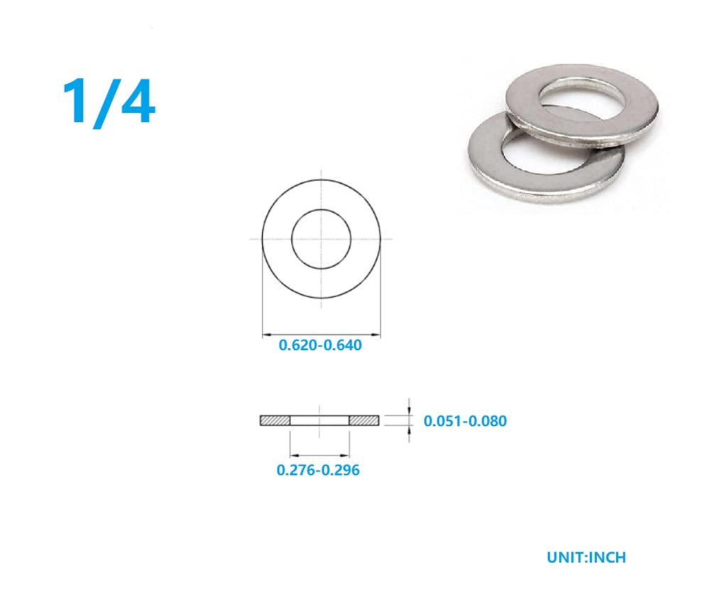 Flat Washers, Stainless Steel Fender Washer, Metal Washers for Bolts and Screws