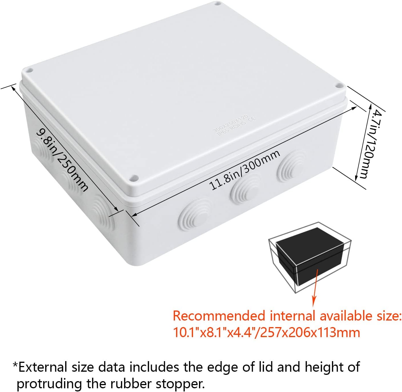 Junction Box ABS Plastic Project Boxes Outdoor IP65 Waterproof Dustproof Electrical Box for Electronics White