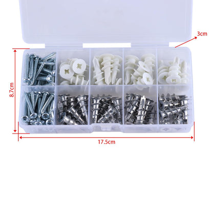 Drywall Anchors and Screws Kit 100pcs, Multi-Size Wall Screws and Anchors Drywall, Anchors and Screws Kit