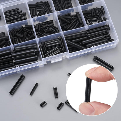 Roll Pin Assortment Set, 530 Pcs M1.5 M2 M2.5 M3 M4 M5 M6 Slotted Metric Spring Pins Steel Split Expansion Pin Hardware Assortment Kit for Home Improvement Automotive Repair