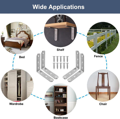 L Bracket Corner Braces,  Stainless Steel L Shaped 90 Degree Right Angle Connector Bracket, Corner Bracket for Shelves Wood Furniture Cabinet Chair Drawer with Screws