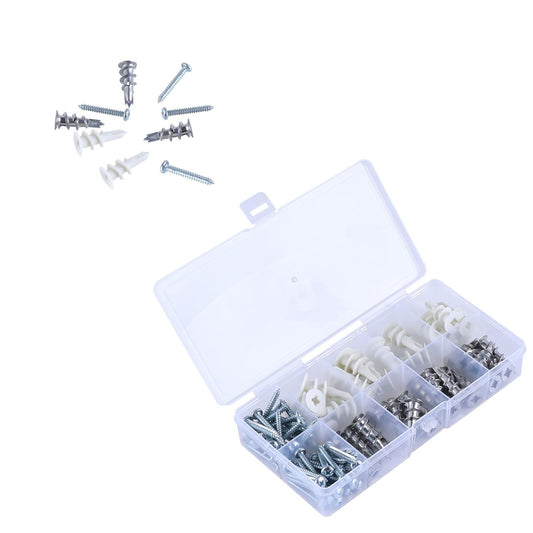 Drywall Anchors and Screws Kit 100pcs, Multi-Size Wall Screws and Anchors Drywall, Anchors and Screws Kit