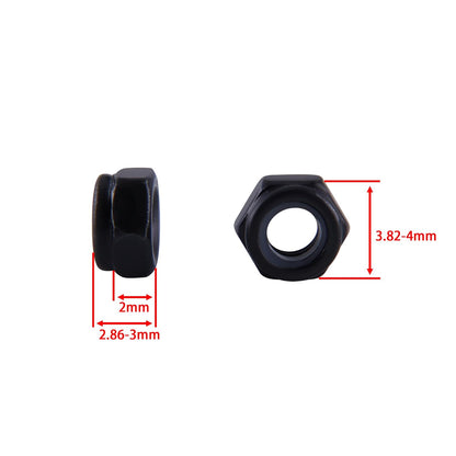 100Pcs M2*0.4mm Nylon Insert Hex Lock Nuts Black Zinc Plated Nylon Lock Nuts Inserted Hex Self Clinching Nuts for Industrial Construction Fasteners