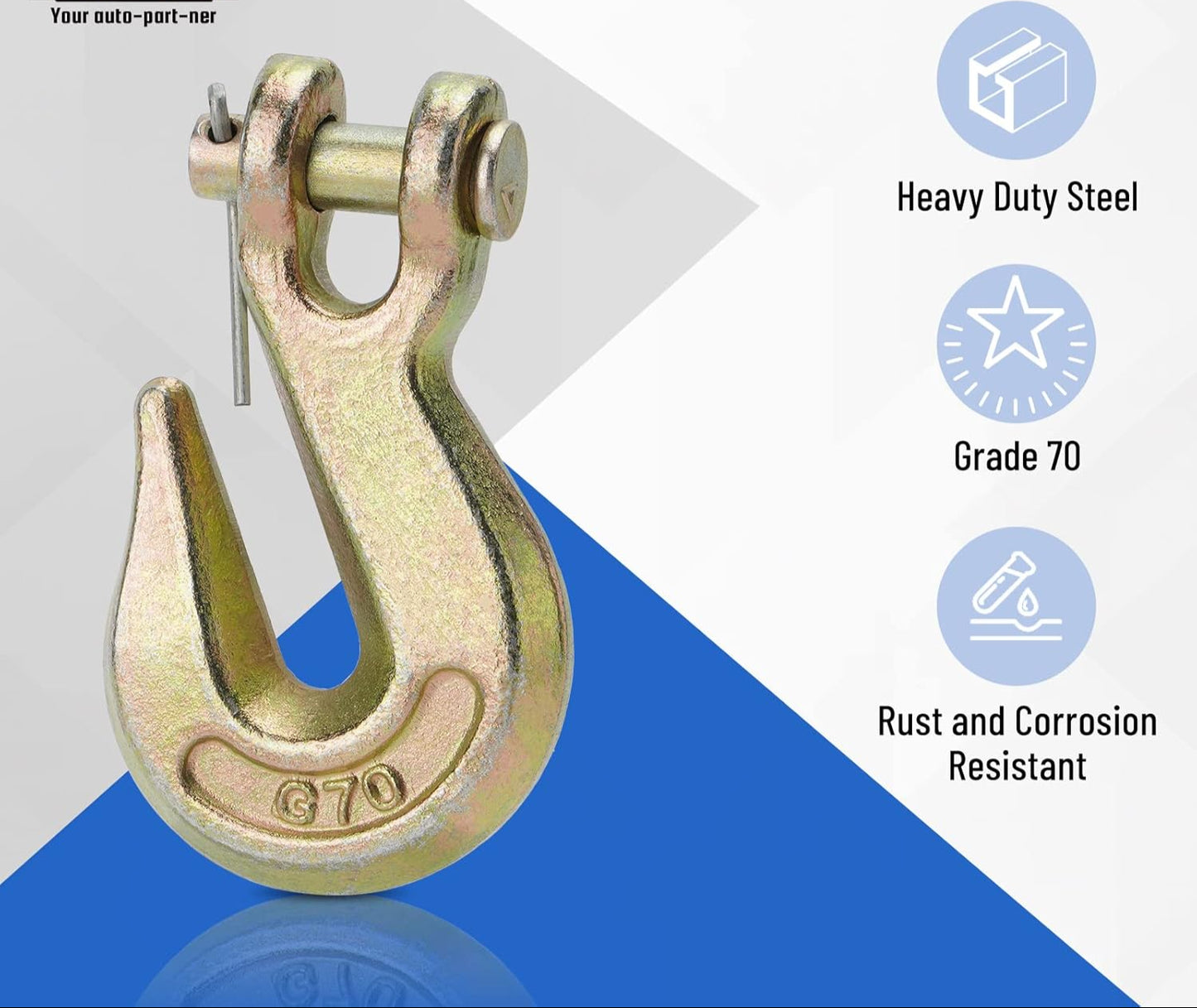 Clevis Grab Hooks,G70 Heavy Duty Chain Hook Alloy Steel  Tow Hook for Truck Trailer Tow Chain Transport