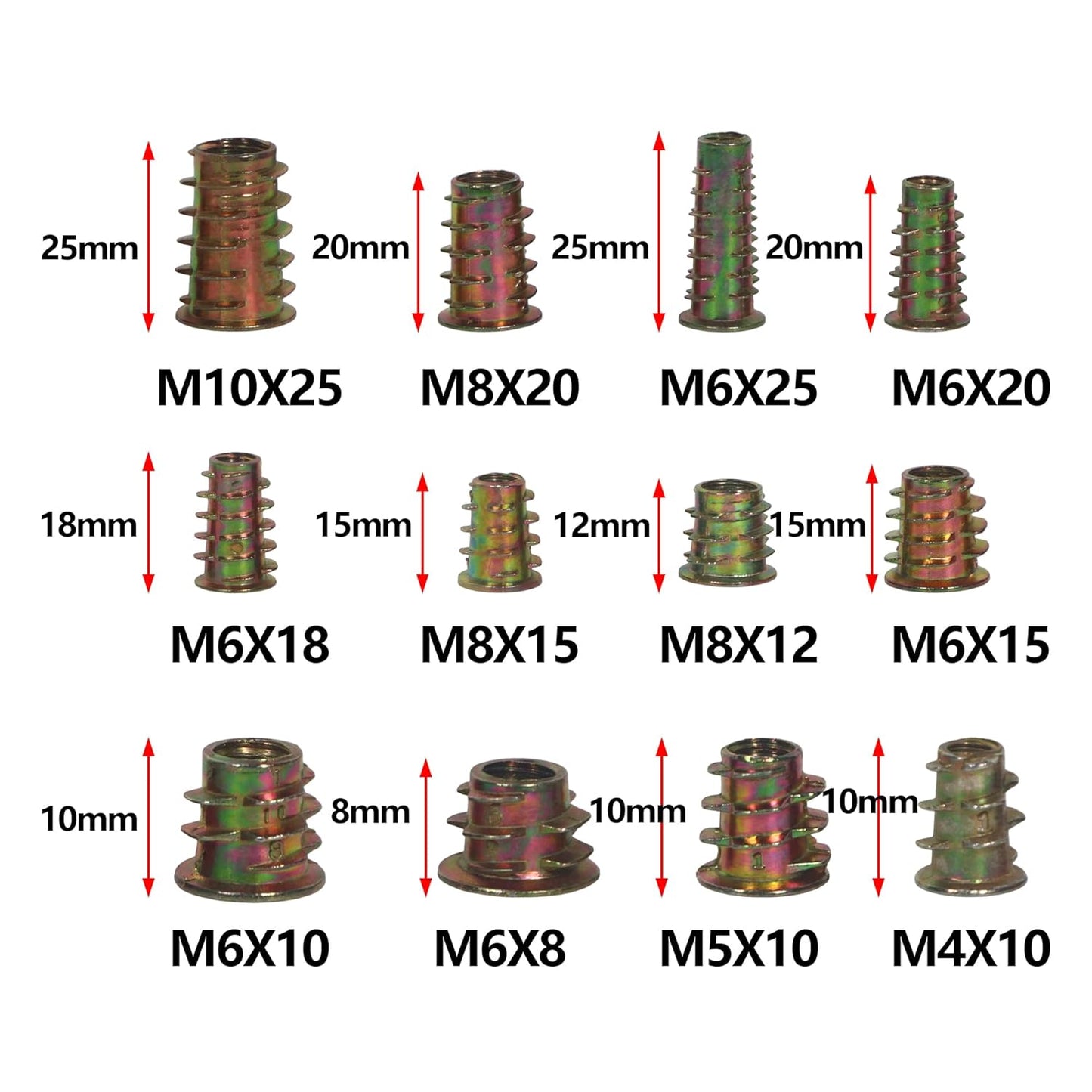 Threaded Inserts Nuts，Screw in Nut Threaded Zinc Alloy Wood Insert for Wood Furniture