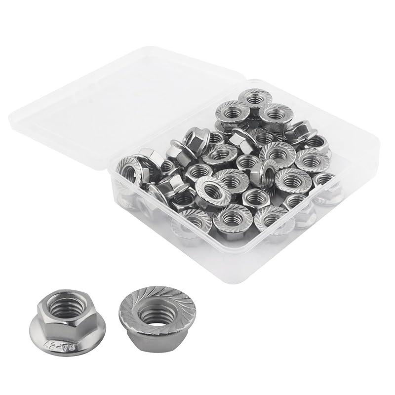 304 Stainless Steel Hexagon Flange Nuts, Metric Hex Lock Nuts Assortment Kit , DIN6923