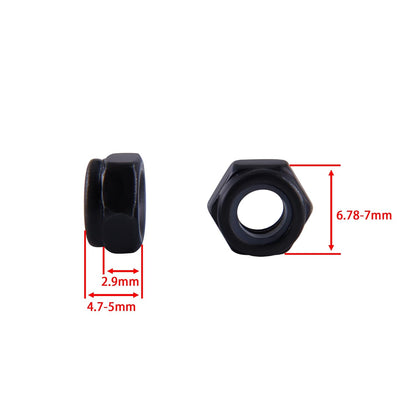 100Pcs M2*0.4mm Nylon Insert Hex Lock Nuts Black Zinc Plated Nylon Lock Nuts Inserted Hex Self Clinching Nuts for Industrial Construction Fasteners