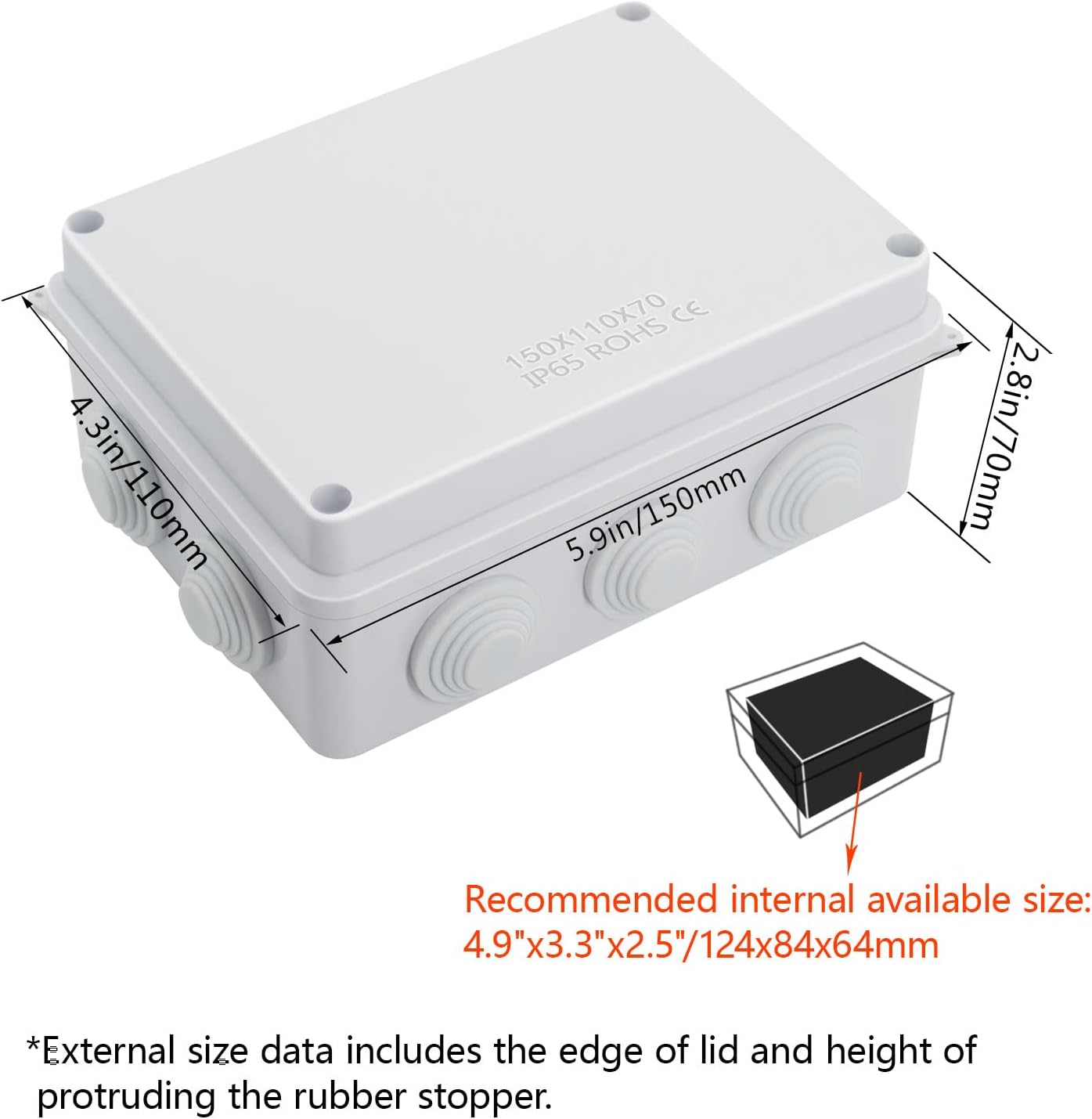 Junction Box ABS Plastic Project Boxes Outdoor IP65 Waterproof Dustproof Electrical Box for Electronics White