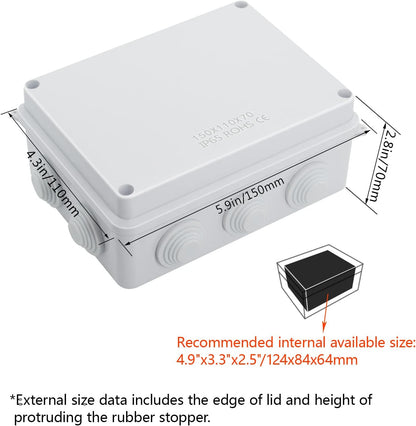 Junction Box ABS Plastic Project Boxes Outdoor IP65 Waterproof Dustproof Electrical Box for Electronics White