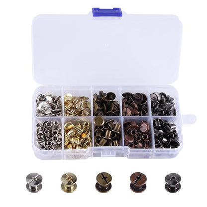 Chicago Screws Leather Assorted Kit,6 Sizes of Screw Rivets for Leather Rivet for DIY Leather Craft and Bookbinding