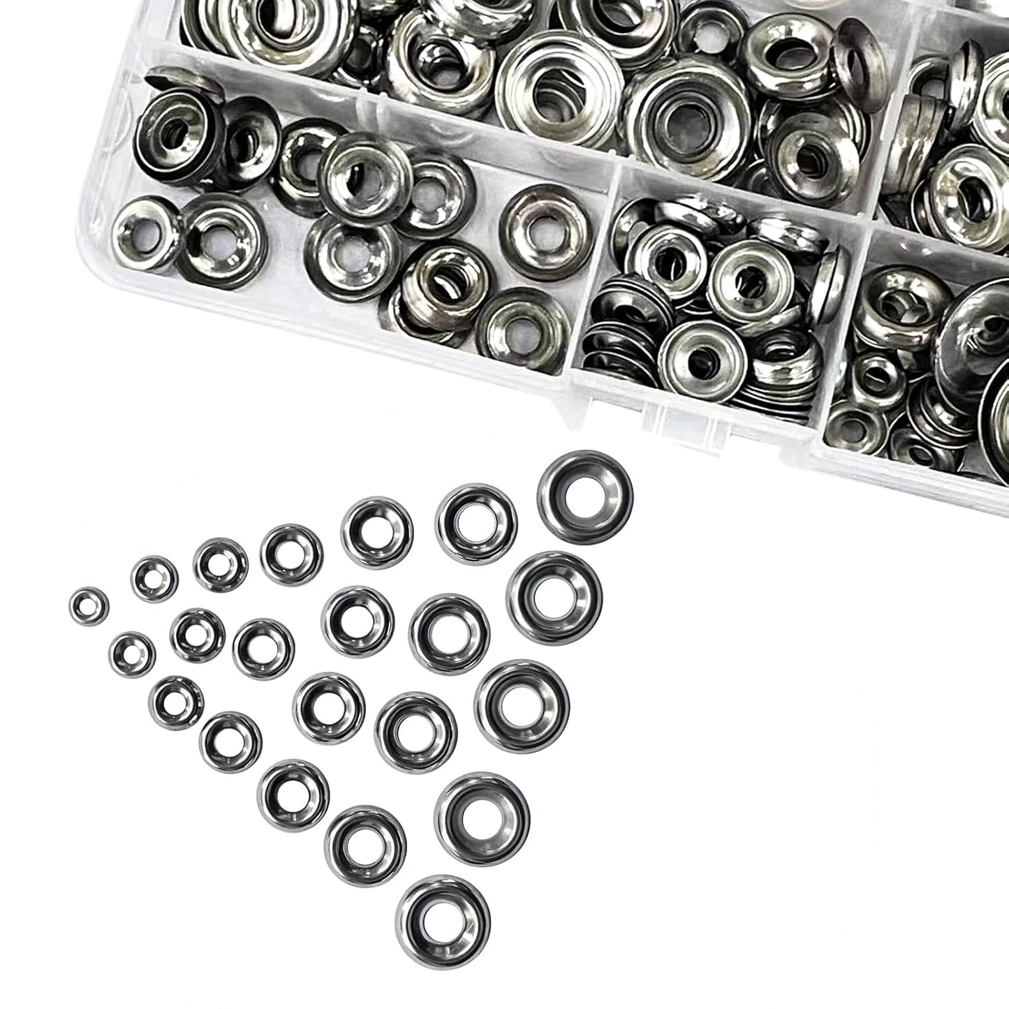 Countersunk Washers 295 Pcs Finish Washers #4#6#8#10#12#14#16 Stainless Steel Finishing Cup Countersunk Washer Assortment Kit