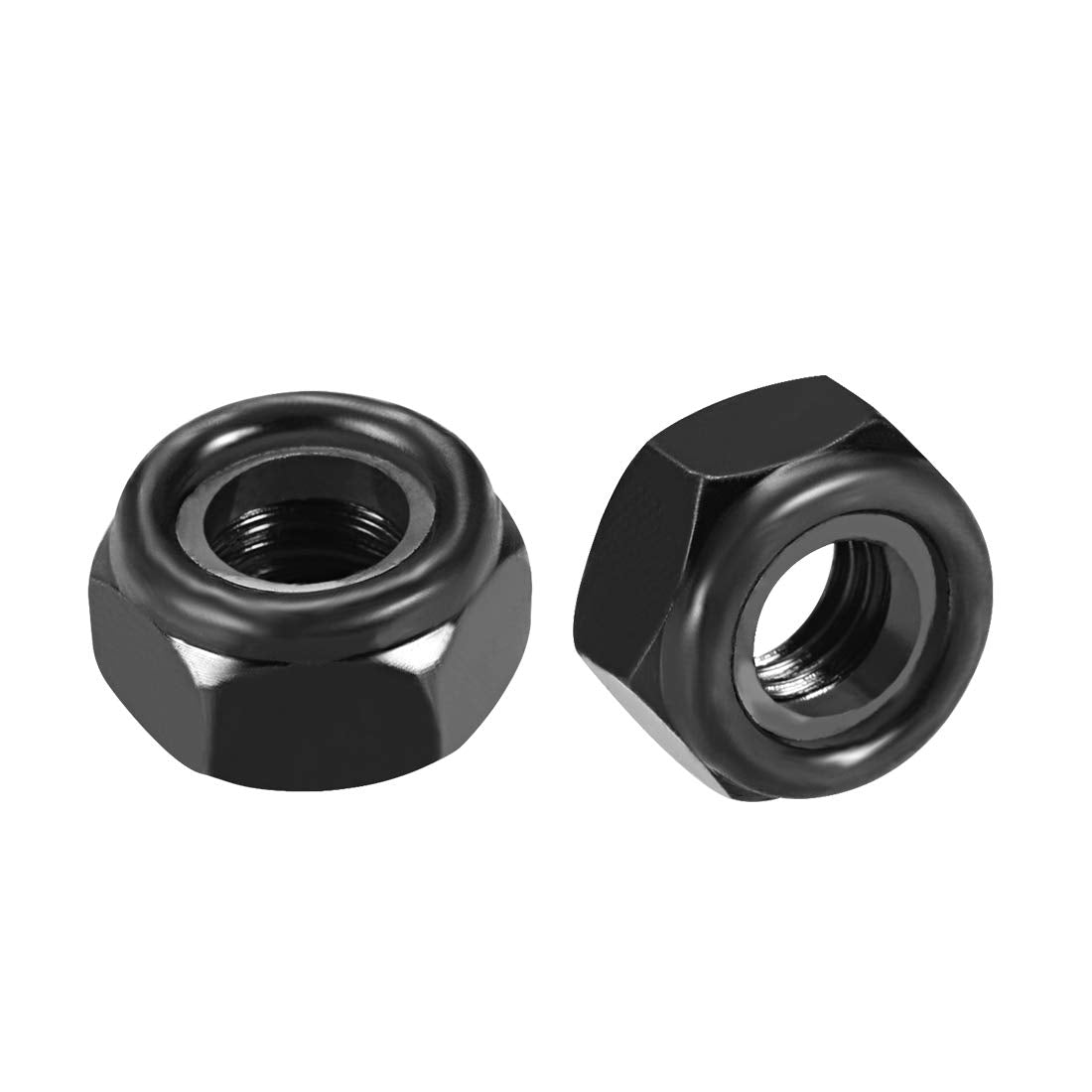 100Pcs M2*0.4mm Nylon Insert Hex Lock Nuts Black Zinc Plated Nylon Lock Nuts Inserted Hex Self Clinching Nuts for Industrial Construction Fasteners