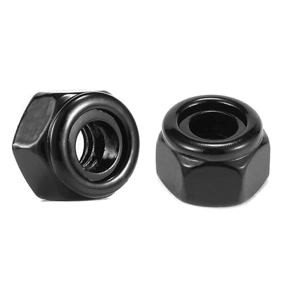 Nylon Insert Hex Lock Nuts, 60 Pcs 1/4-20 Nylon Lock Nuts, Zinc Plated Carbon Steel Locknuts for Furniture, Tools, Handle, Self Locking, Black