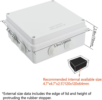 Junction Box ABS Plastic Project Boxes Outdoor IP65 Waterproof Dustproof Electrical Box for Electronics White