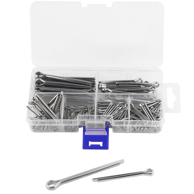 Stainless Steel Cotter Pins Assortment Kit Split Pin Fastener Clips for Car Mechanics, Trucks, Lawn Mowers, Tractors Repair