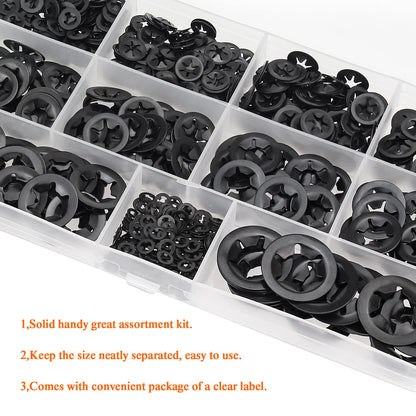 380 Pcs Metric Internal Tooth Washers Set, 9 Size (M2, M2.5, M3, M4, M5, M6, M8, M10, M12)