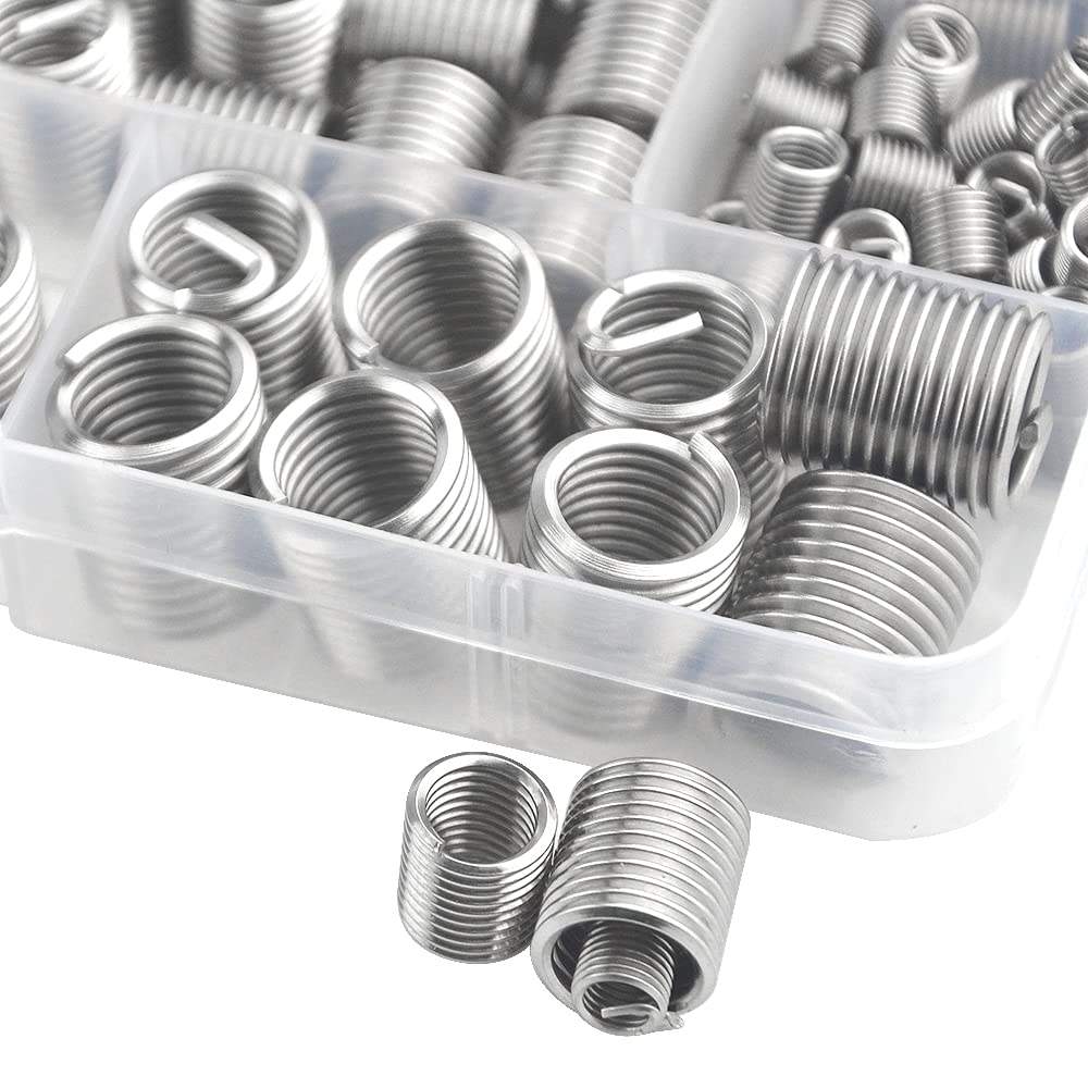 Wire Inserts Screws Sleeve Assortment Kit 240 Pcs Wire Screw Sleeve Thread Repair Inserts 304 Stainless Steel Metric M3 M4 M5 M6 M8 M10 M12 Wire Thread Inserts for Automotive Repair