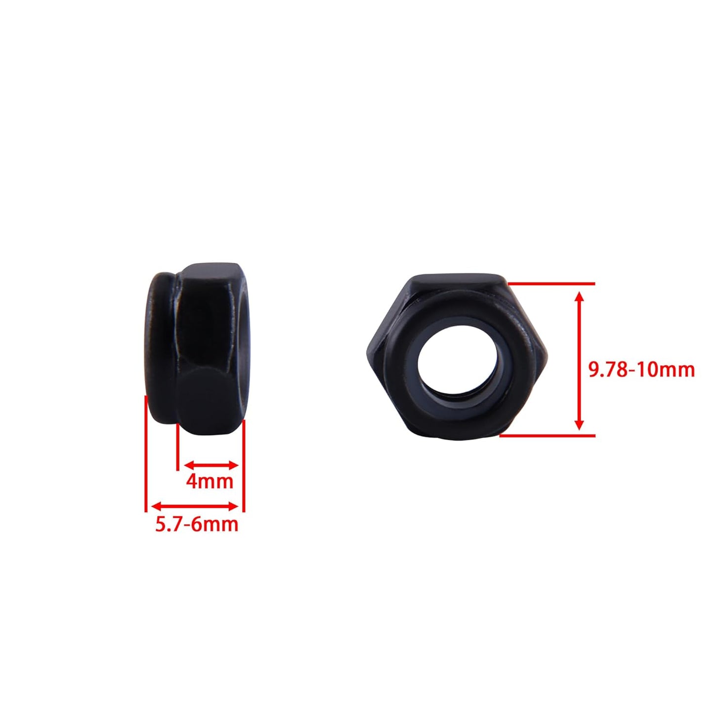 100Pcs M2*0.4mm Nylon Insert Hex Lock Nuts Black Zinc Plated Nylon Lock Nuts Inserted Hex Self Clinching Nuts for Industrial Construction Fasteners