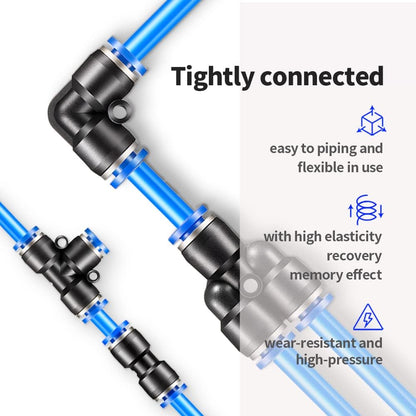 Blue Pneumatic Tubing, PU Air hose Pipe, 17pcs Pipe Tube Kit, Line Fluid Transfer, Air Compressor Tubing for Mechanical Gas Piping