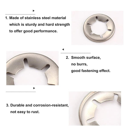 Internal Tooth Star Lock Washers Assortment Kit, 330 Pcs Metric Internal Tooth Washers Set, 7 Size (M3 M4 M5 M6 M8 M10 M12)