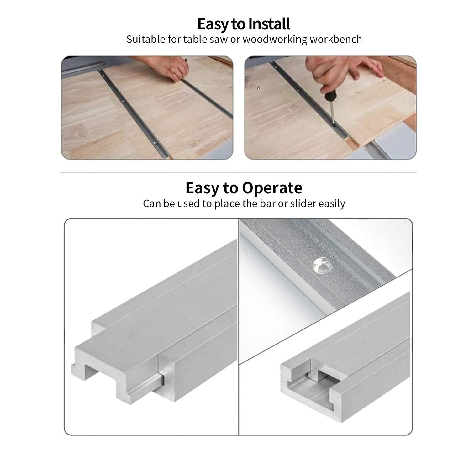 T Tracks Woodworking 2pcs, 300mm Aluminum Channel, Aluminum T Track, T Track Fence, Aluminum Profile for Drill Press Table, Router Table