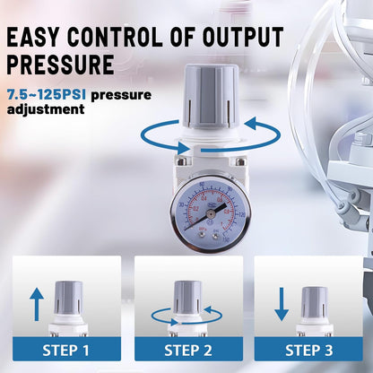 AR2000-02 Female Thread 1/4" NPT Air Compressor Pressure Regulator with Bracket and Gauge, 0-150 PSI Adjustable, 1/4" NPT Inlet/Outlet