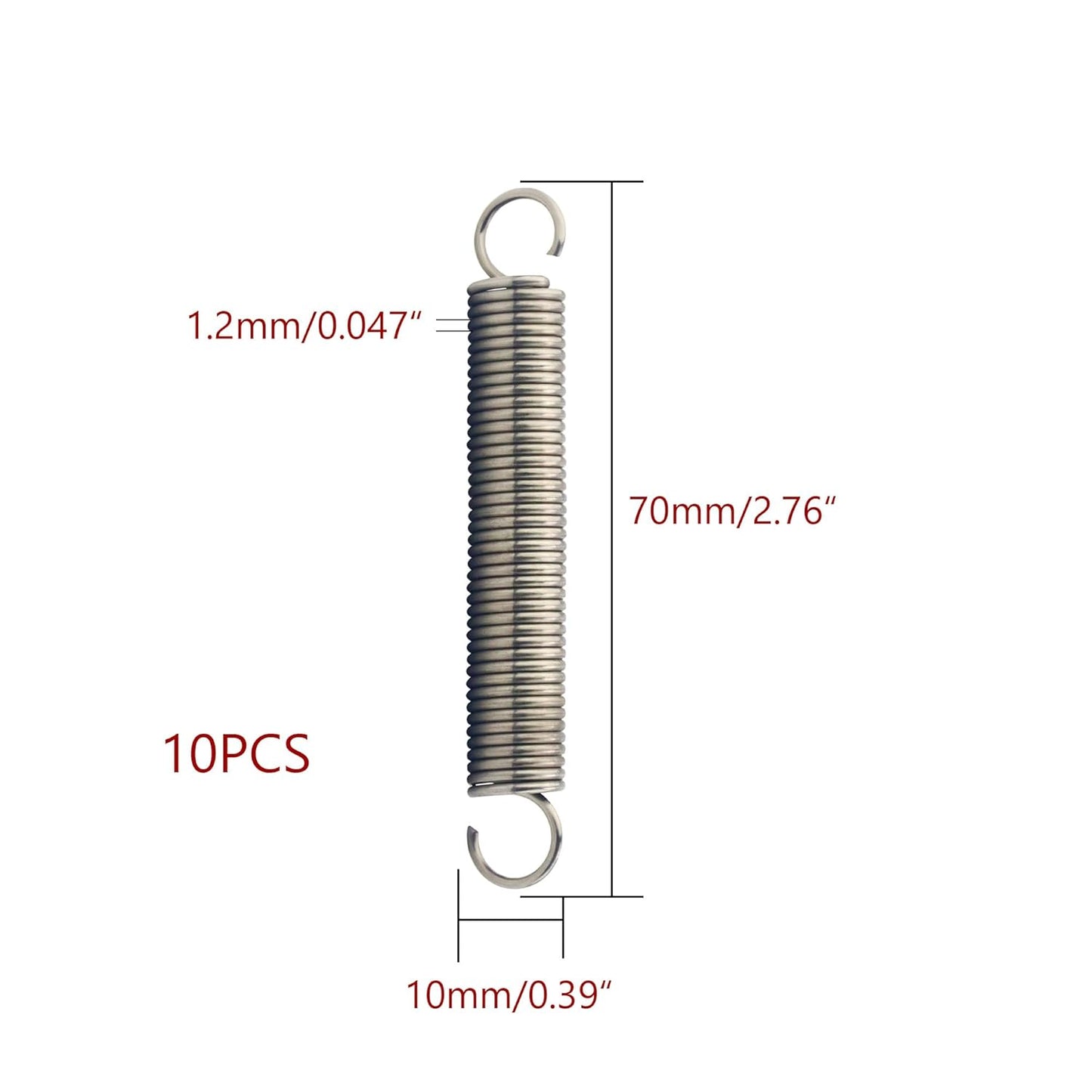 Extension Spring 10 Pcs Stainless Steel Dual Hook Tension Spring