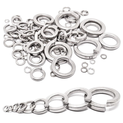 Spring Lock Washers Assortment Kit, 600 Pcs Metric Sizes 304 Stainless Steel Split Lock Washer, Split Ring Washer for Screw Bolts Machinery, M2, M2.5, M3, M4, M5, M6, M8, M10