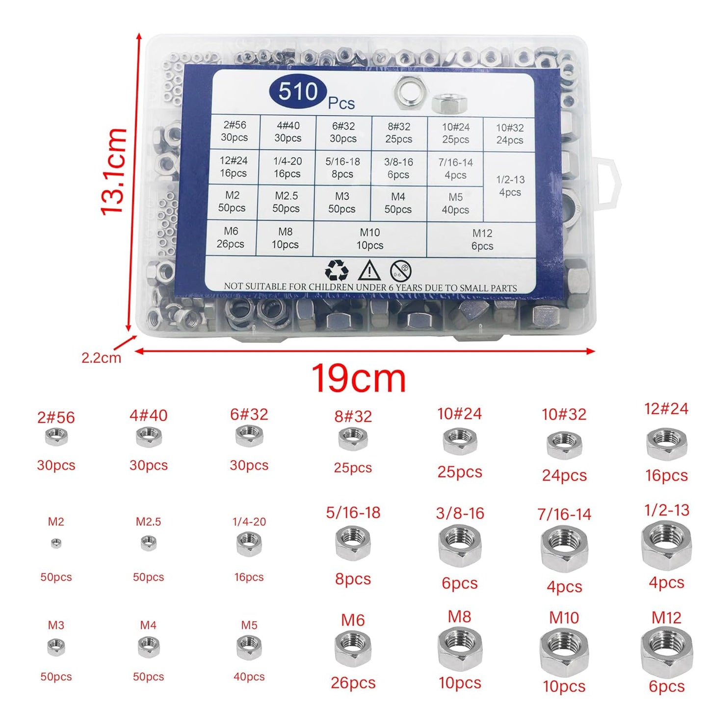 Hardware Nuts , Hex Nuts, Hex Nut Set Hardware for Classified Instruments