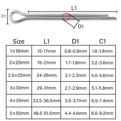 Stainless Steel Cotter Pins Assortment Kit Split Pin Fastener Clips for Car Mechanics, Trucks, Lawn Mowers, Tractors Repair