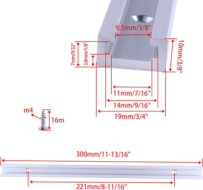 T Tracks Woodworking 2pcs, 300mm Aluminum Channel, Aluminum T Track, T Track Fence, Aluminum Profile for Drill Press Table, Router Table