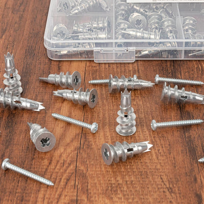 Drywall Anchors and Screws Kit, Zinc Alloy Self Drilling Drywall Anchors