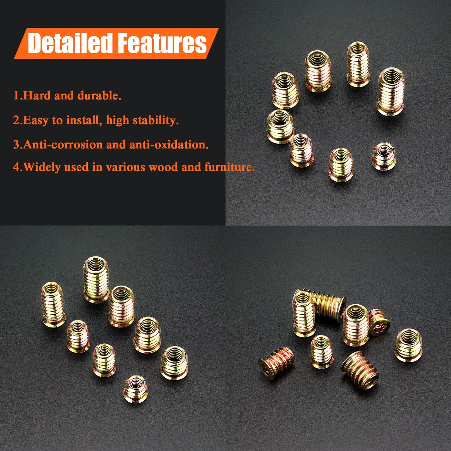 Threaded Inserts Nuts，Screw in Nut Threaded Zinc Alloy Wood Insert for Wood Furniture