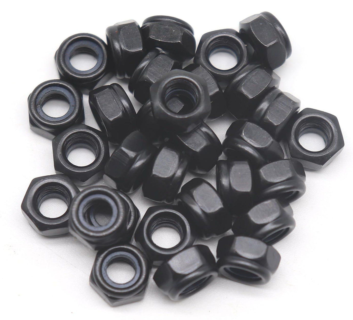 100Pcs M2*0.4mm Nylon Insert Hex Lock Nuts Black Zinc Plated Nylon Lock Nuts Inserted Hex Self Clinching Nuts for Industrial Construction Fasteners