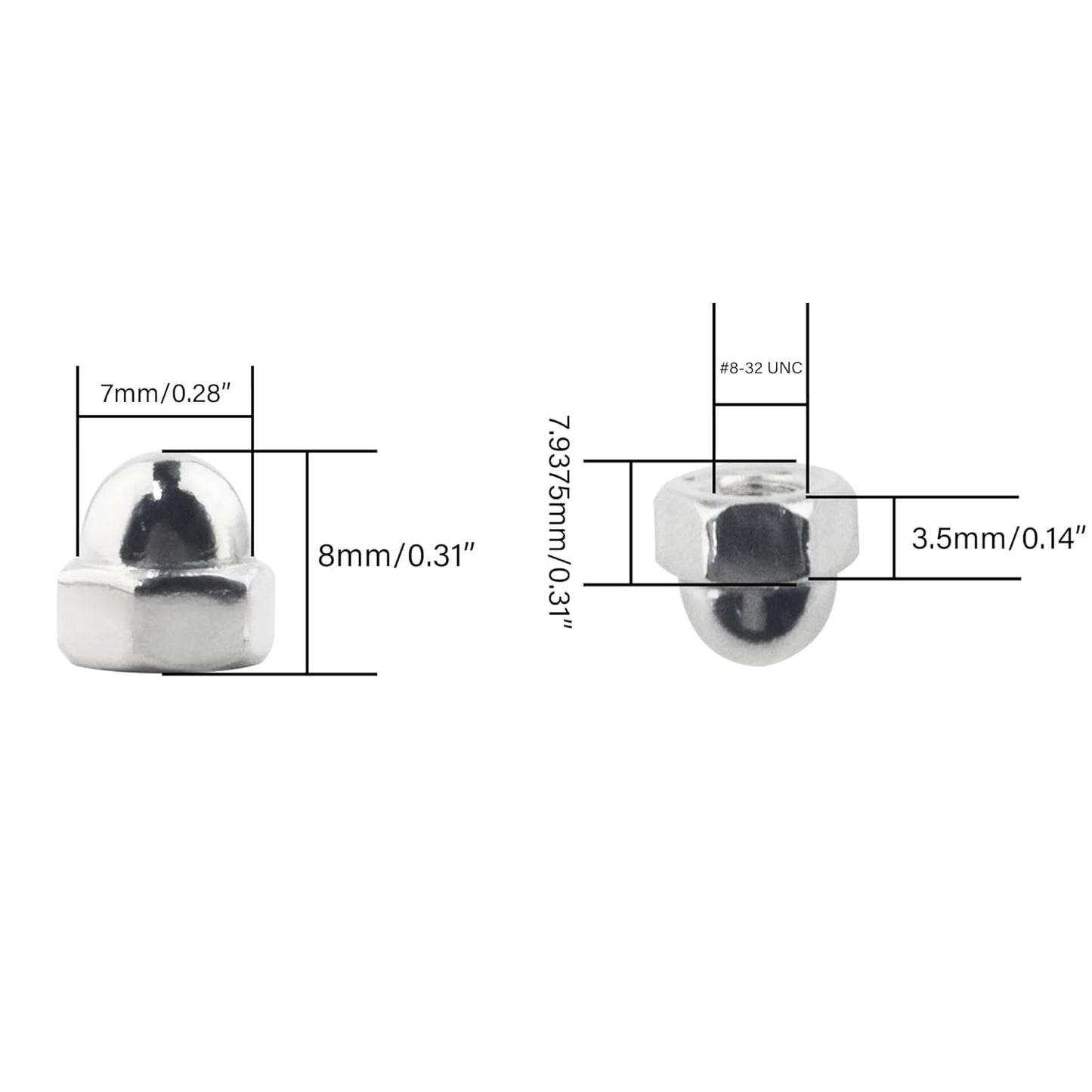 Acorn Cap Nuts,  Hex Acorn Bolt Covers, Dome Head Hex Nuts, Hardware Nuts for General Fastening Applications