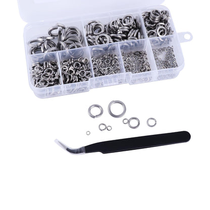 Spring Lock Washers Assortment Kit, 600 Pcs Metric Sizes 304 Stainless Steel Split Lock Washer, Split Ring Washer for Screw Bolts Machinery, M2, M2.5, M3, M4, M5, M6, M8, M10