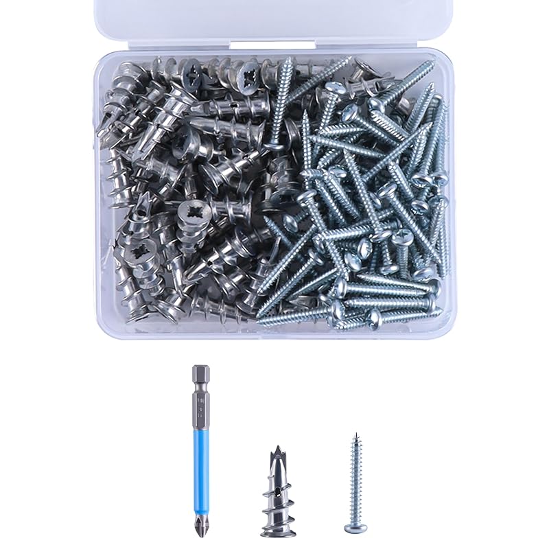 Drywall Anchors and Screws Kit, Zinc Alloy Self Drilling Drywall Anchors