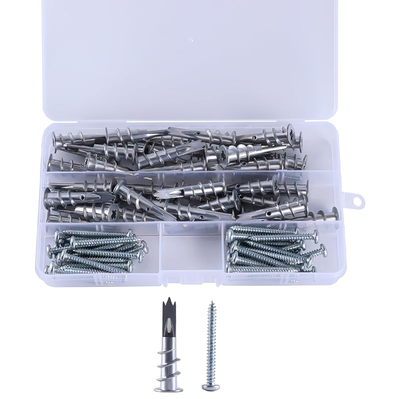 Drywall Anchors and Screws Kit, Zinc Alloy Self Drilling Drywall Anchors