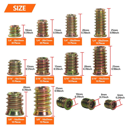 Threaded Inserts Nuts，Screw in Nut Threaded Zinc Alloy Wood Insert for Wood Furniture