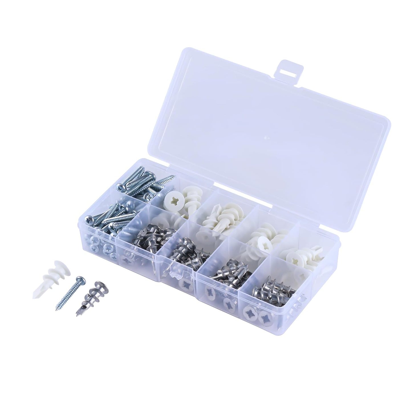 Drywall Anchors and Screws Kit 100pcs, Multi-Size Wall Screws and Anchors Drywall, Anchors and Screws Kit