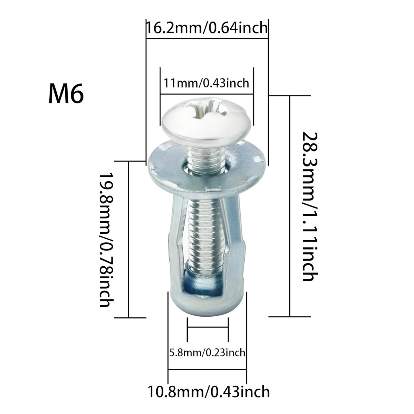 Petal Screws and Nuts 60pcs, M4, M5, M6 Petal Nut, Butterfly Nut for Hollow Wall Iron Skin