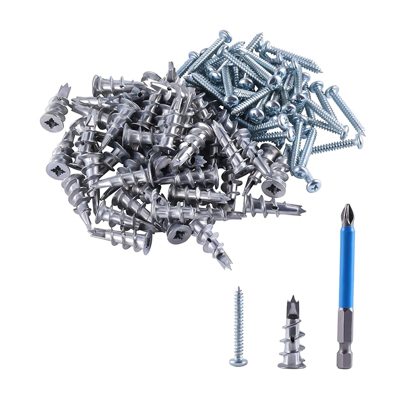 Drywall Anchors and Screws Kit, Zinc Alloy Self Drilling Drywall Anchors