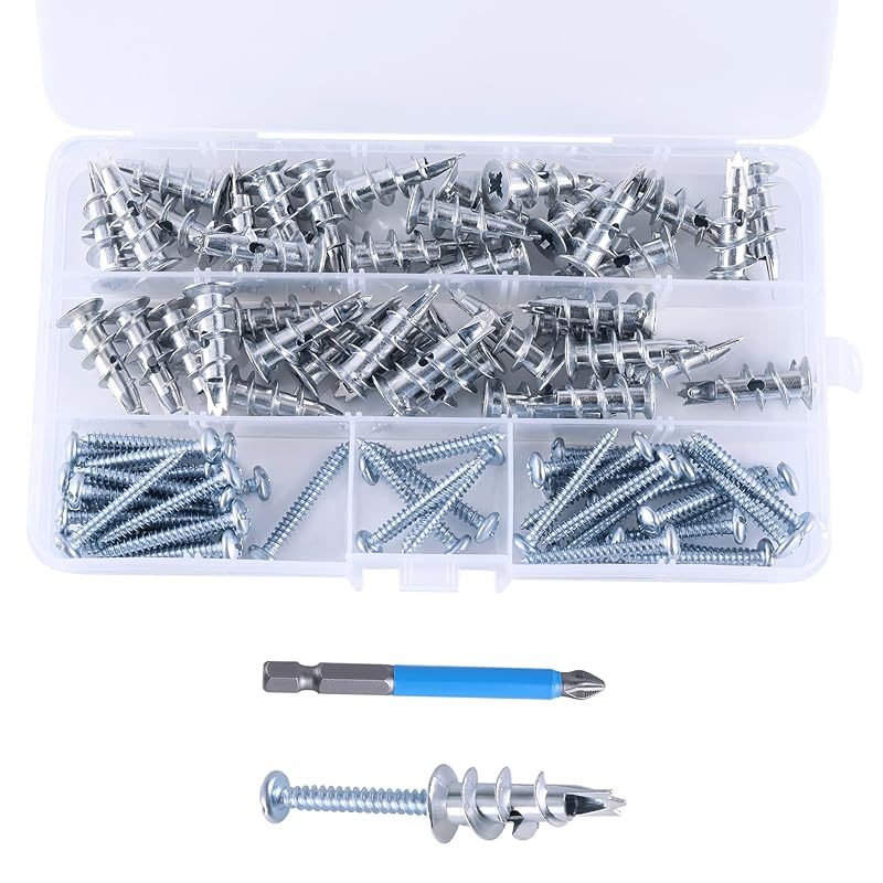 Drywall Anchors and Screws Kit, Zinc Alloy Self Drilling Drywall Anchors