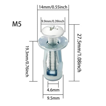 Petal Screws and Nuts 60pcs, M4, M5, M6 Petal Nut, Butterfly Nut for Hollow Wall Iron Skin